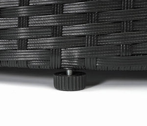 Poly-Rattan Garnitur rund, Sitzgruppe ~ schwarz, Polster dunkelgrau, Kissen terrakotta