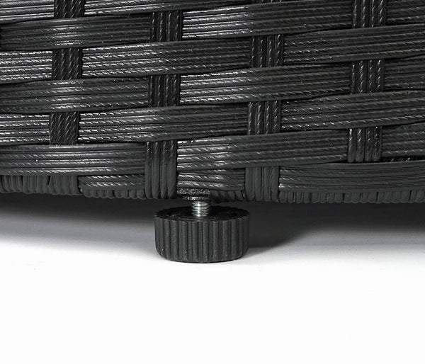 Poly-Rattan Garnitur rund, Sitzgruppe ~ schwarz, Polster dunkelgrau, Kissen terrakotta