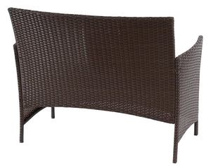 Poly-Rattan Gartenbank Halden braun-meliert Kissen creme