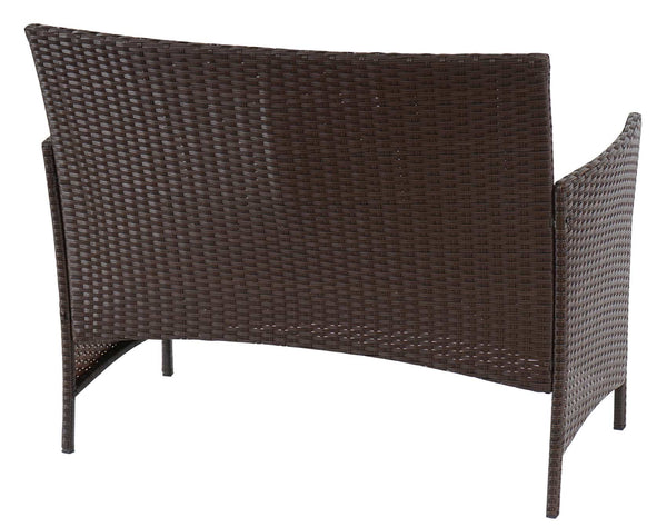 Poly-Rattan Gartenbank Halden braun-meliert Kissen creme