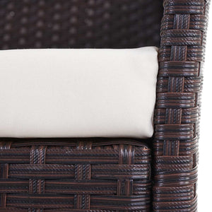 Poly-Rattan Gartenbank Halden braun-meliert Kissen creme