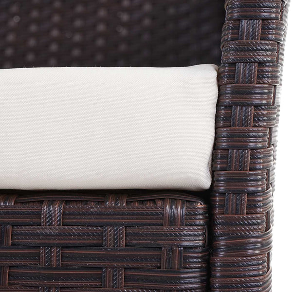Poly-Rattan Gartenbank Halden braun-meliert Kissen creme