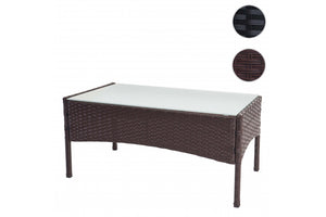 Poly-Rattan Gartentisch Halden mit Glasplatte ~ grau