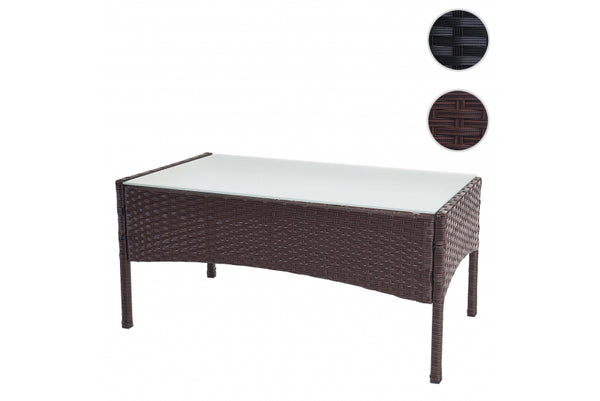 Poly-Rattan Gartentisch Halden mit Glasplatte ~ grau