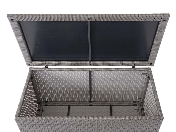 Poly-Rattan Kissenbox Basic grau 51x115x59cm ~ 250l