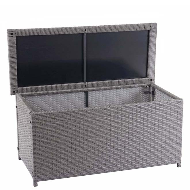 Poly-Rattan Kissenbox Basic grau 63x135x52cm ~ 320l