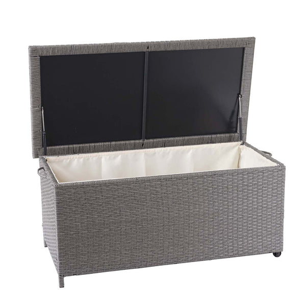 Poly-Rattan Kissenbox Premium grau 51x115x59cm ~ 250l