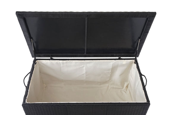 Poly-Rattan Kissenbox Premium schwarz 63x135x52cm ~ 320l