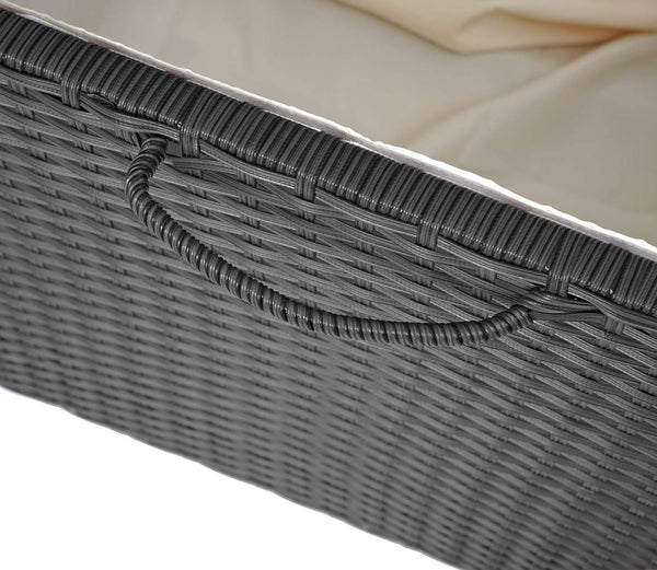 Poly-Rattan Kissenbox Premium schwarz 63x135x52cm ~ 320l
