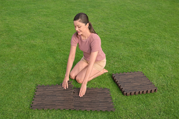 Pool Bodenschutz Fliesen Holzoptik 12er Set 50 x 50 cm