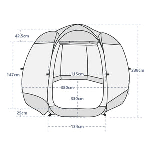 Pop-Up Bubble Zelt 8-10 Personen 380 cm transparent/weiss