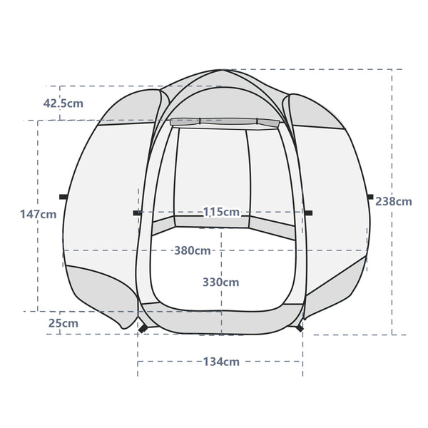 Pop-Up Bubble Zelt 8-10 Personen 380 cm transparent/weiss
