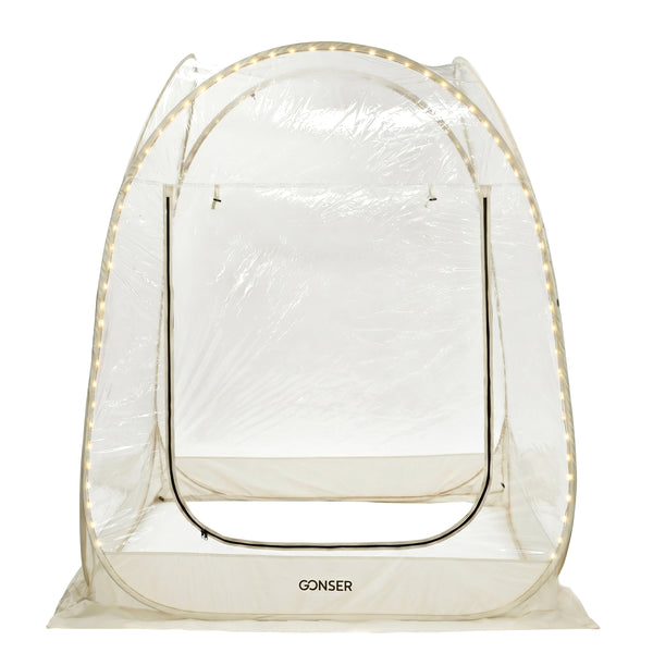 Pop-Up Bubble Zelt LED 2-3 Personen 180 cm transparent/weiss