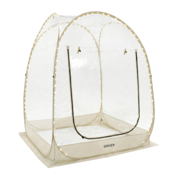 Pop-Up Bubble Zelt LED 2-3 Personen 180 cm transparent/weiss