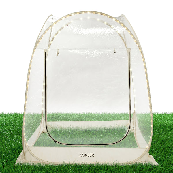 Pop-Up Bubble Zelt LED 2-3 Personen 180 cm transparent/weiss
