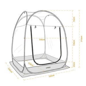 Pop-Up Bubble Zelt LED 2-3 Personen 180 cm transparent/weiss