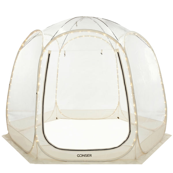 Pop-Up Bubble Zelt LED 4-6 Personen 300 cm transparent/weiss