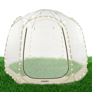 Pop-Up Bubble Zelt LED 4-6 Personen 300 cm transparent/weiss