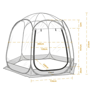 Pop-Up Bubble Zelt LED 4-6 Personen 300 cm transparent/weiss