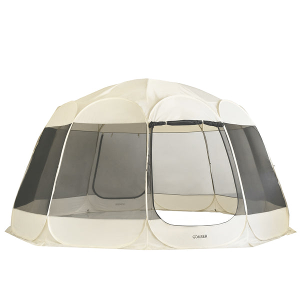Pop-Up Pavillon LED 10-15 Personen 4.6 x 4.6 m transparent/schwarz