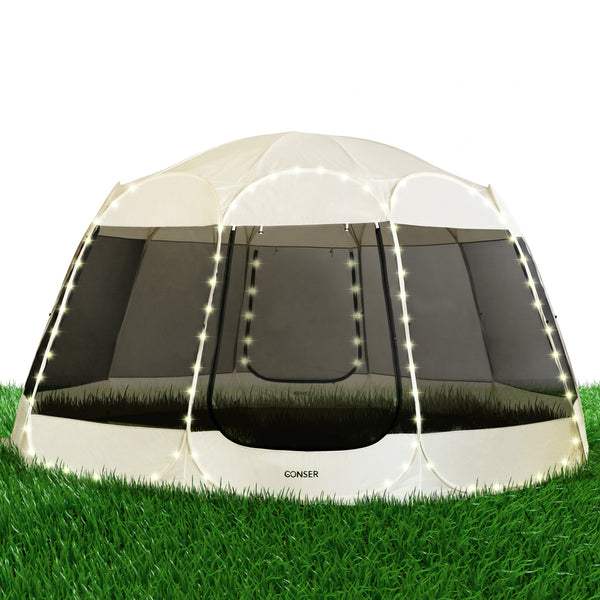 Pop-Up Pavillon LED 10-15 Personen 4.6 x 4.6 m transparent/schwarz