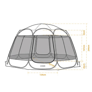 Pop-Up Pavillon LED 10-15 Personen 4.6 x 4.6 m transparent/schwarz