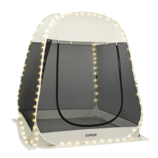 Padiglione Pop-Up LED 2-3 persone 2 x 2 m trasparente/nero