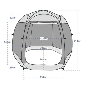 Pop-Up Pavillon LED 4-6 Personen 3 x 2 m transparent/schwarz