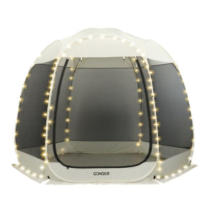 Pop-Up Pavillon LED 4-6 Personen 3 x 2 m transparent/schwarz
