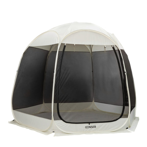Pop-Up Pavillon LED 4-6 Personen 3 x 2 m transparent/schwarz