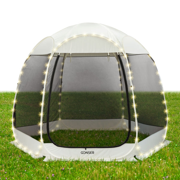 Pop-Up Pavillon LED 4-6 Personen 3 x 2 m transparent/schwarz