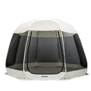 Pop-Up Pavillon LED 8-10 Personen 4 x 3 m transparent/schwarz