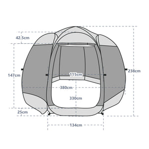 Pop-Up Pavillon LED 8-10 Personen 4 x 3 m transparent/schwarz