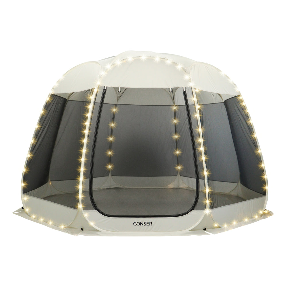 Padiglione Pop-Up LED 8-10 persone 4 x 3 m trasparente/nero