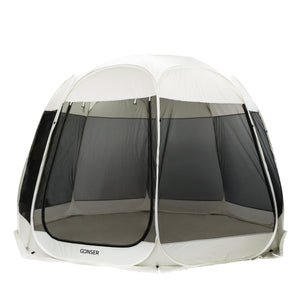Pop-Up Pavillon LED 8-10 Personen 4 x 3 m transparent/schwarz