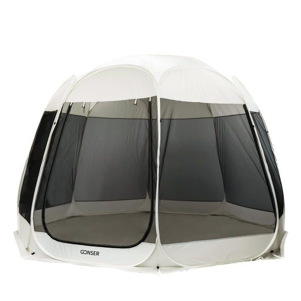 Pop-Up Pavillon LED 8-10 Personen 4 x 3 m transparent/schwarz