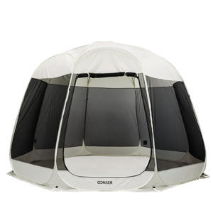 Pop-Up Pavillon LED 8-10 Personen 4 x 3 m transparent/schwarz