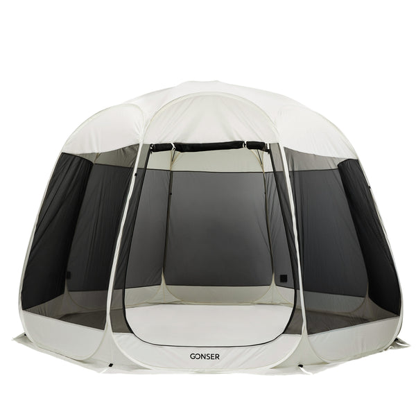 Pop-Up Pavillon LED 8-10 Personen 4 x 3 m transparent/schwarz