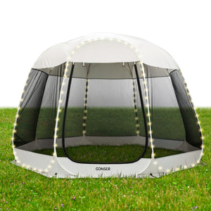 Pop-Up Pavillon LED 8-10 Personen 4 x 3 m transparent/schwarz