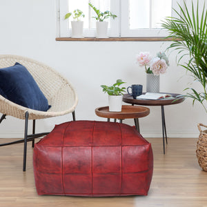 Pouf Leder BAYDA rot