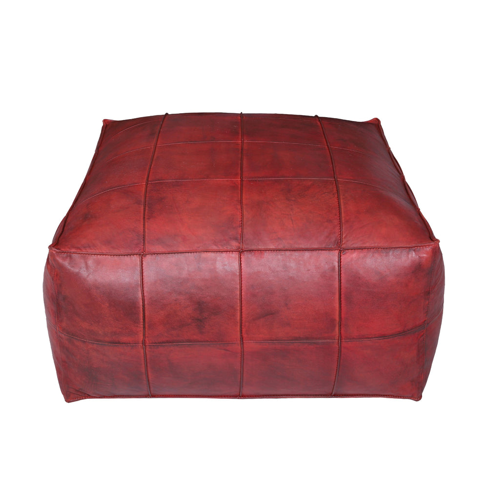 Pouf in pelle BAYDA rosso