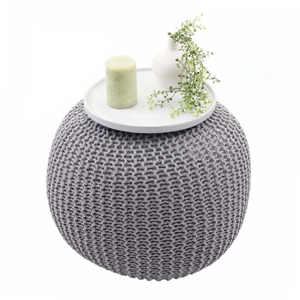 Pouf Sitzhocker 40x50cm Strickhocker grau