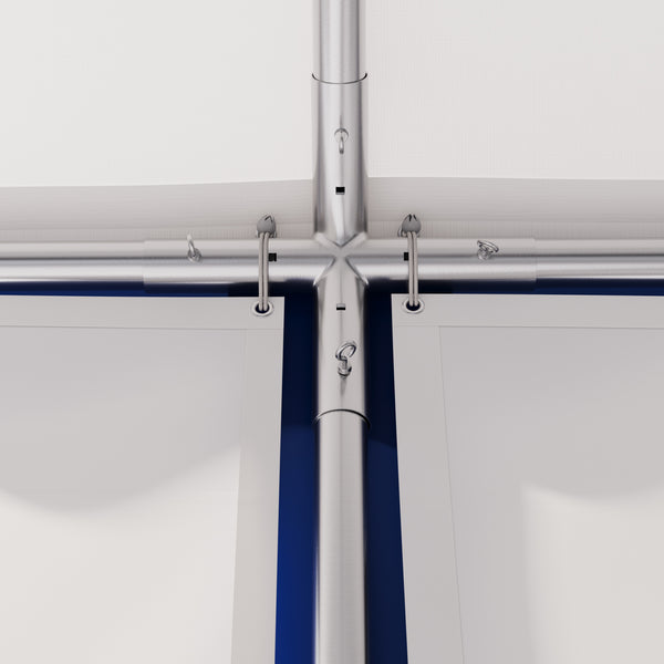 Profi PVC Partyzelt 4x8m, blau/weiss