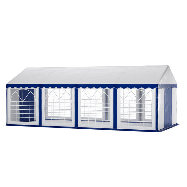 Profi PVC Partyzelt 4x8m, blau/weiss