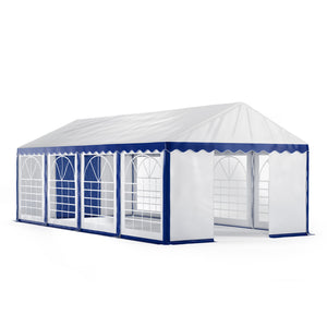 Profi PVC Partyzelt 4x8m, blau/weiss