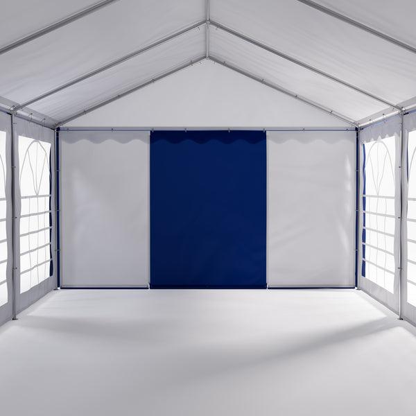 Profi PVC Partyzelt 4x8m, blau/weiss