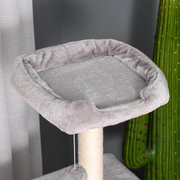 Kratzbaum mit Höhle Leiter Katzenbaum Kletterbaum E1 MDF Sisal Hellgrau