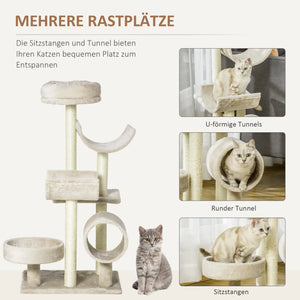 Kratzbaum Katzenbaum Kletterbaum Spielzeug Tunnel Beige L50 x B40 x H105 cm