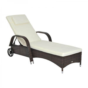 Mobile Gartenliege Kaffeebraun Rattanliege Polyrattan