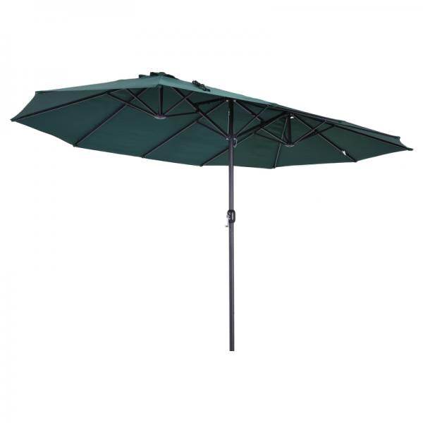 Sonnenschirm mit Handkurbel Gartenschirm Marktschirm Doppel 460x270cm Dunkelgrün